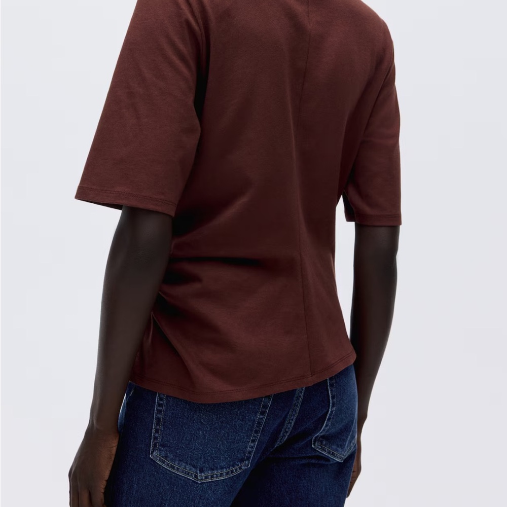 New! H&M Twist Detail T-shirt, Brown, Medium - Picture 4 of 9